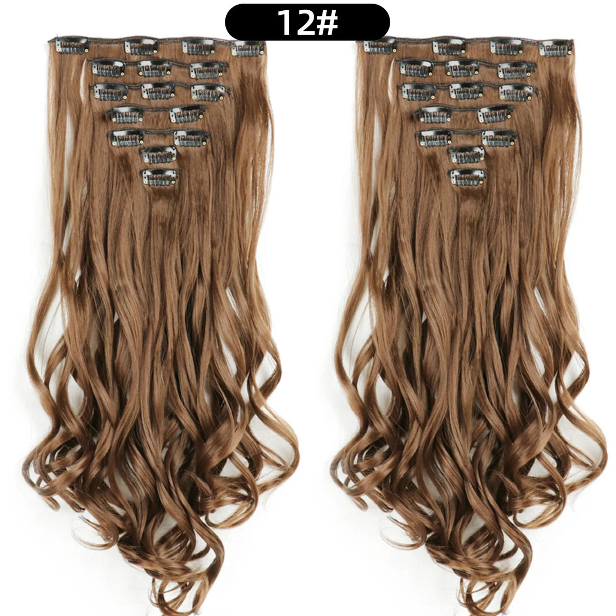 22 Inch Curly Wavy Clip In Hair Extensions Synthetic