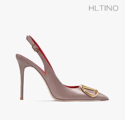 Black Slingback Sandals for Women with High Heels