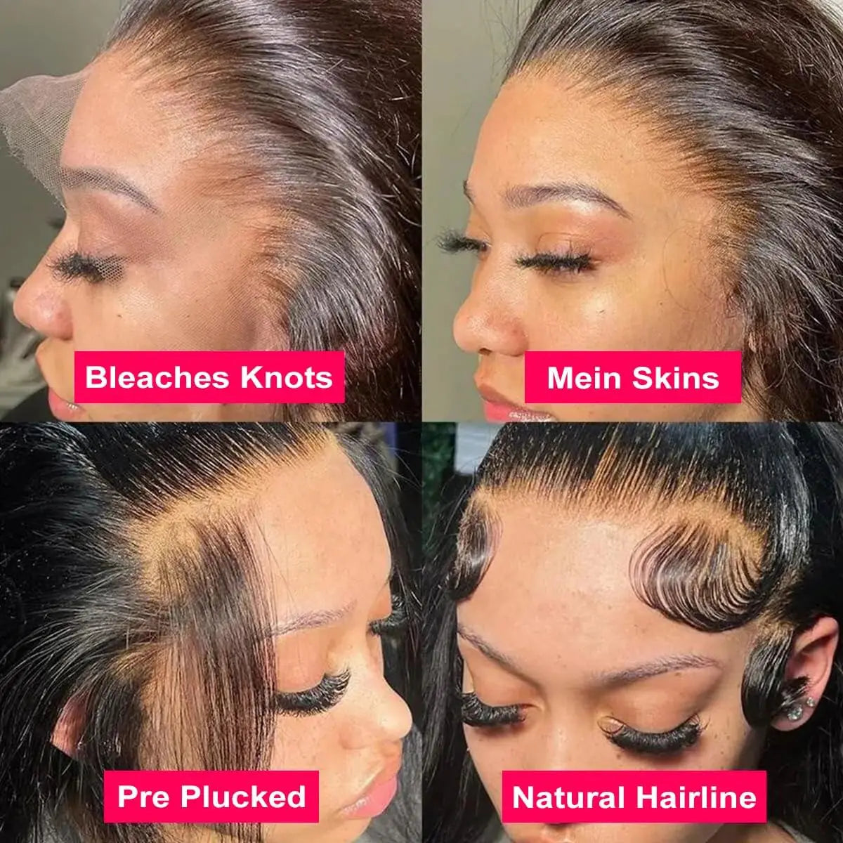 40 Inch Straight Human Hair Lace Front Wig Glueless