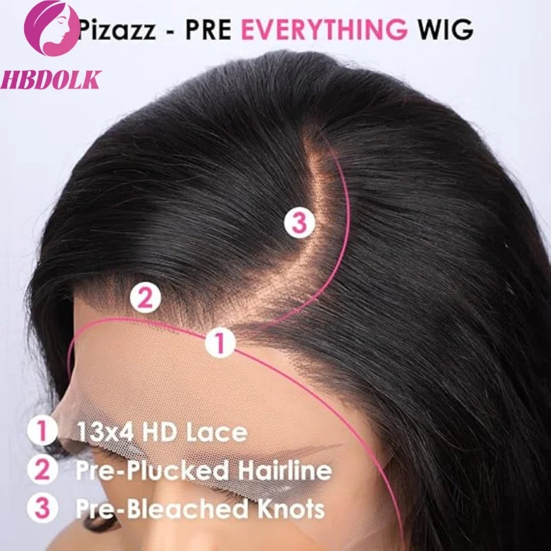13x6 HD Lace Frontal Wig Human Hair Body Wave Natural Black