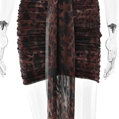 Leopard Print Halter Mini Dress for Women
