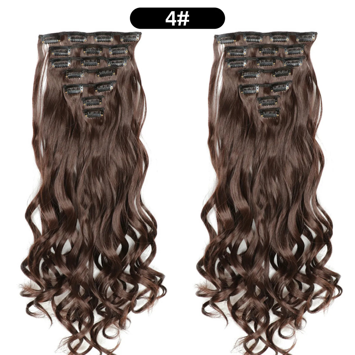 22 Inch Curly Wavy Clip In Hair Extensions Synthetic