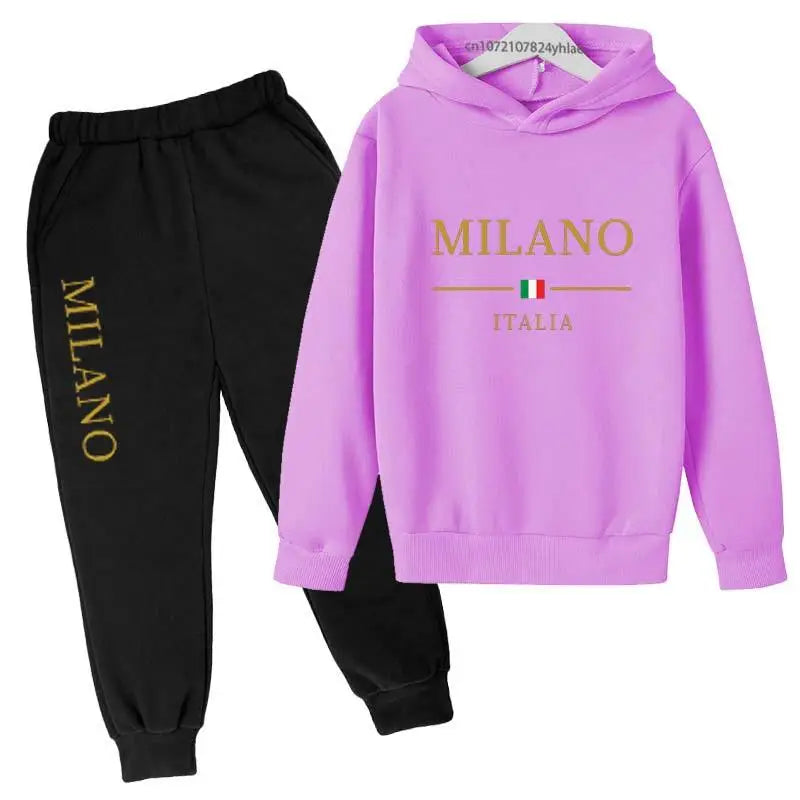 Kids Pullover Hoodie and Pants Tracksuit Set