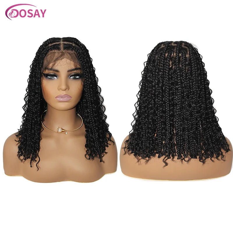 Short Bohemian Curly Braided Lace Front Wig 12 Inch