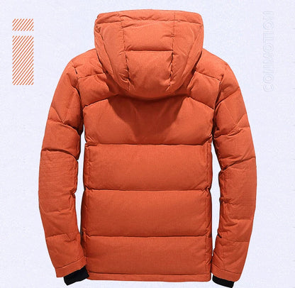 Men's White Duck Down Winter Jacket Hooded Parka