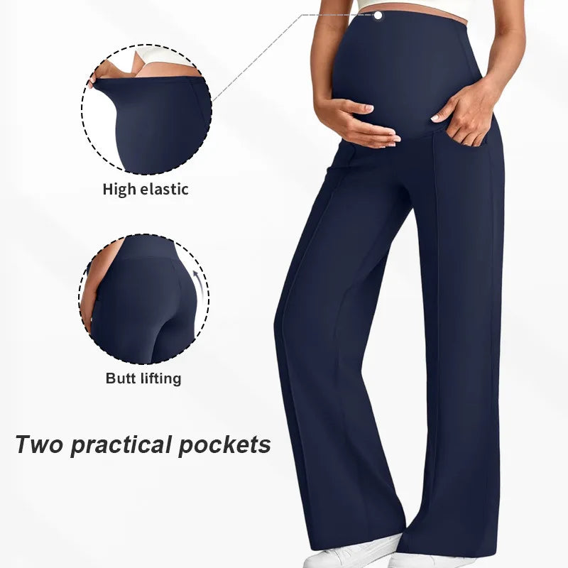 Plus Size Maternity Wide-Leg Pants Natural Color