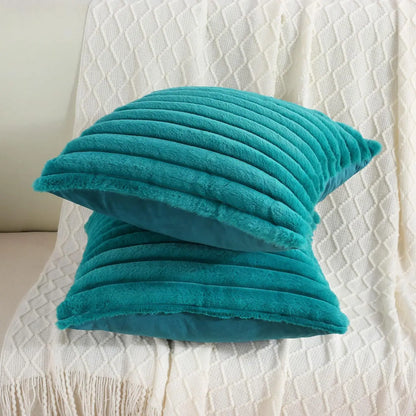 Faux Rabbit Fur Square Cushion Cover Solid Color