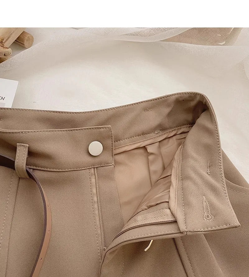 Vintage Solid High Waist A-Line Shorts for Women