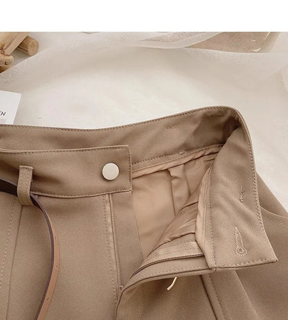 Vintage Solid High Waist A-Line Shorts for Women