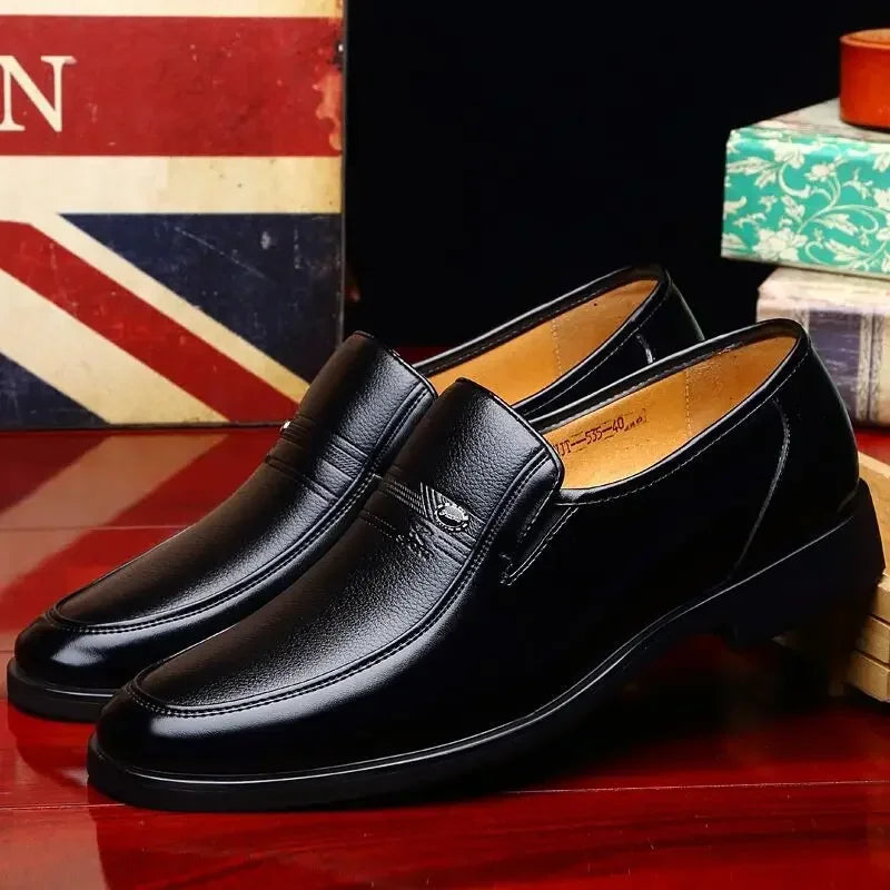 Leather Black Slip-On Loafers for Men Plus Size 38-44