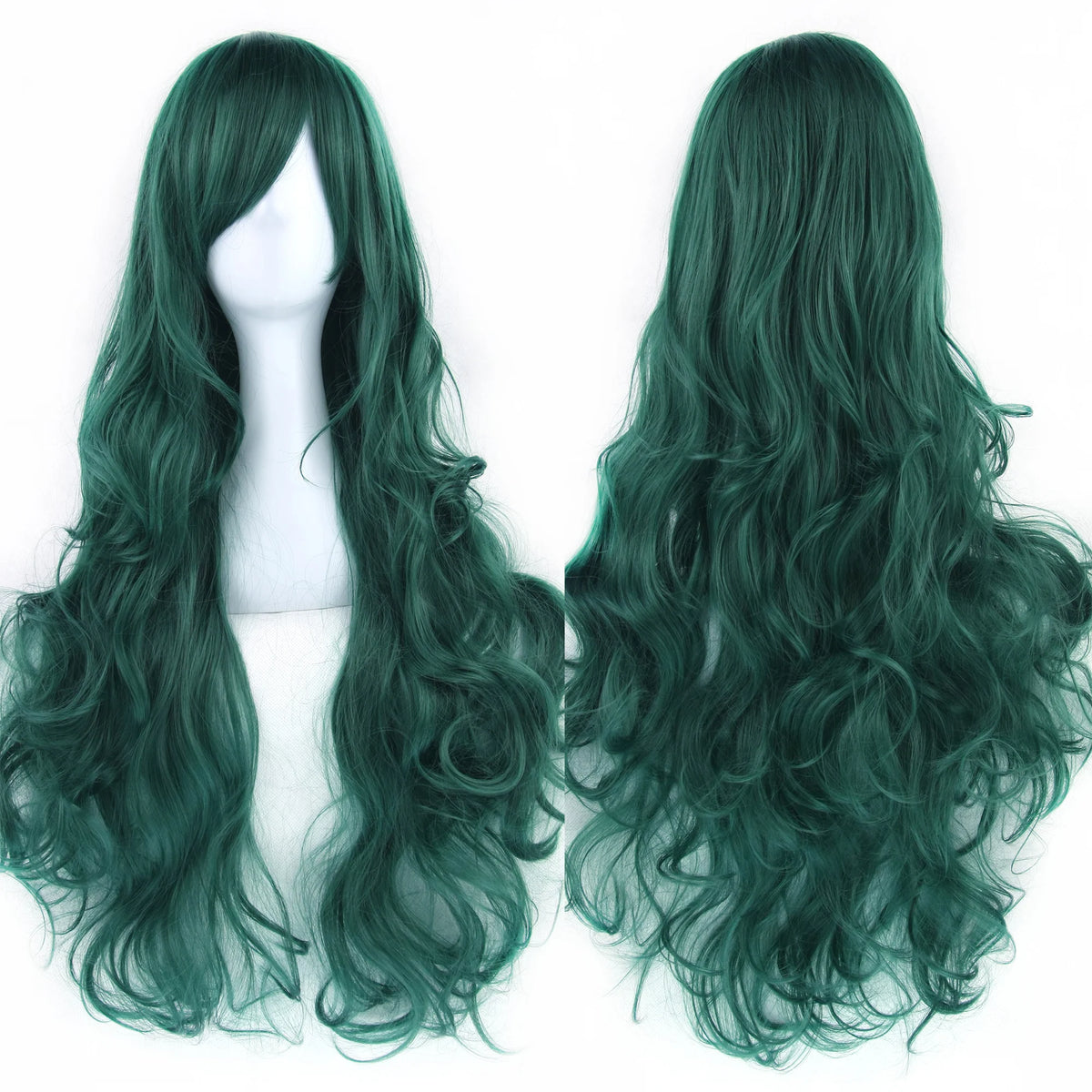 Soowee Curly Long Green Synthetic Hair Wig for Women
