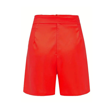 Y2K Solid Button Front Tie Waist Shorts for Women