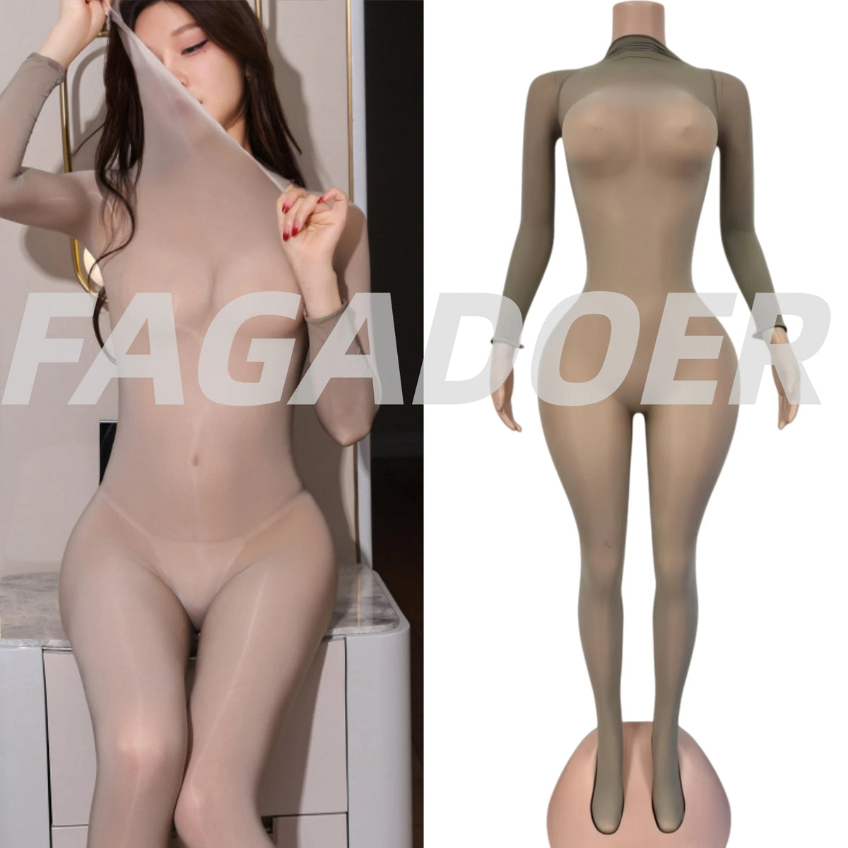 Sexy Mesh See Through Bodycon Jumpsuit for Women