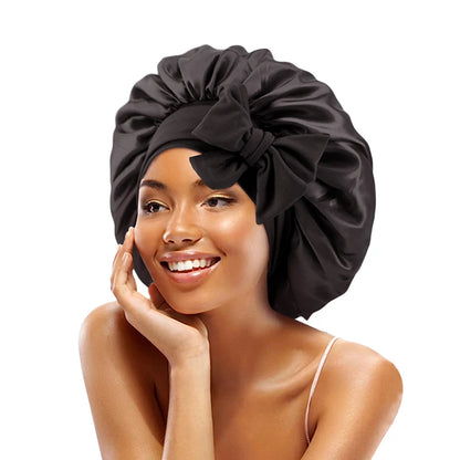 Satin Solid Sleeping Hat with Stretchy Tie Band