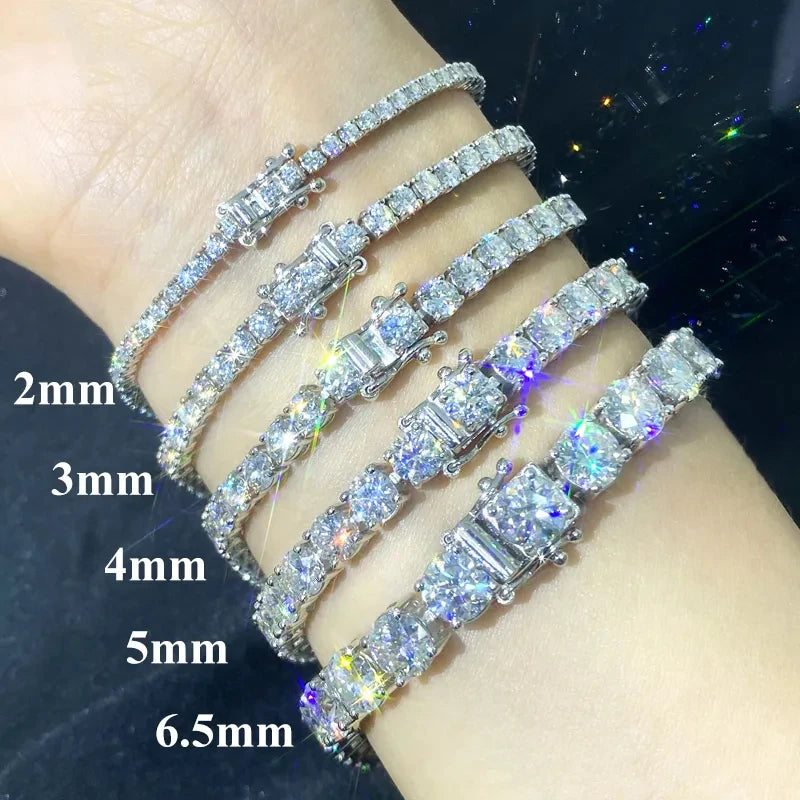Moissanite Tennis Chain Bracelet in 925 Sterling Silver