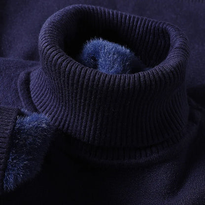 Mens Knitted Turtleneck Sweater Slim Fit Casual