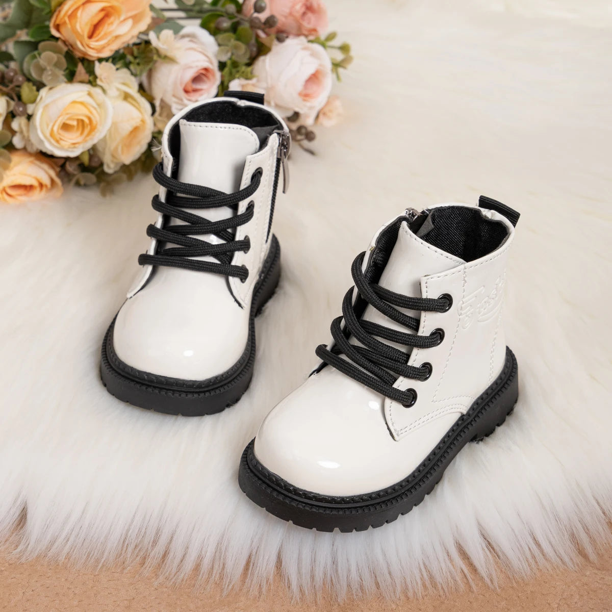 Waterproof PU Leather Children's Lace-up Boots