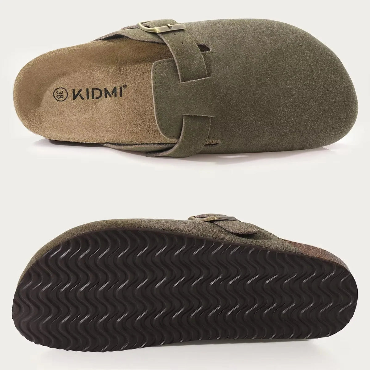 Genuine Leather Clogs with Cork Footbed for Women