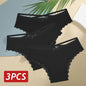 3PCS Women Cotton Lace Brazilian Panties Set S-XL