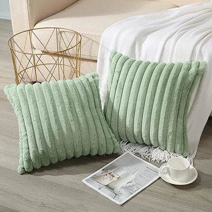 Faux Fur Plush Throw Pillow Covers 30x50cm 45x45cm Orange Green Pink Cream