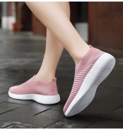Pink Women Slip On Walking Shoes Lightweight EVA