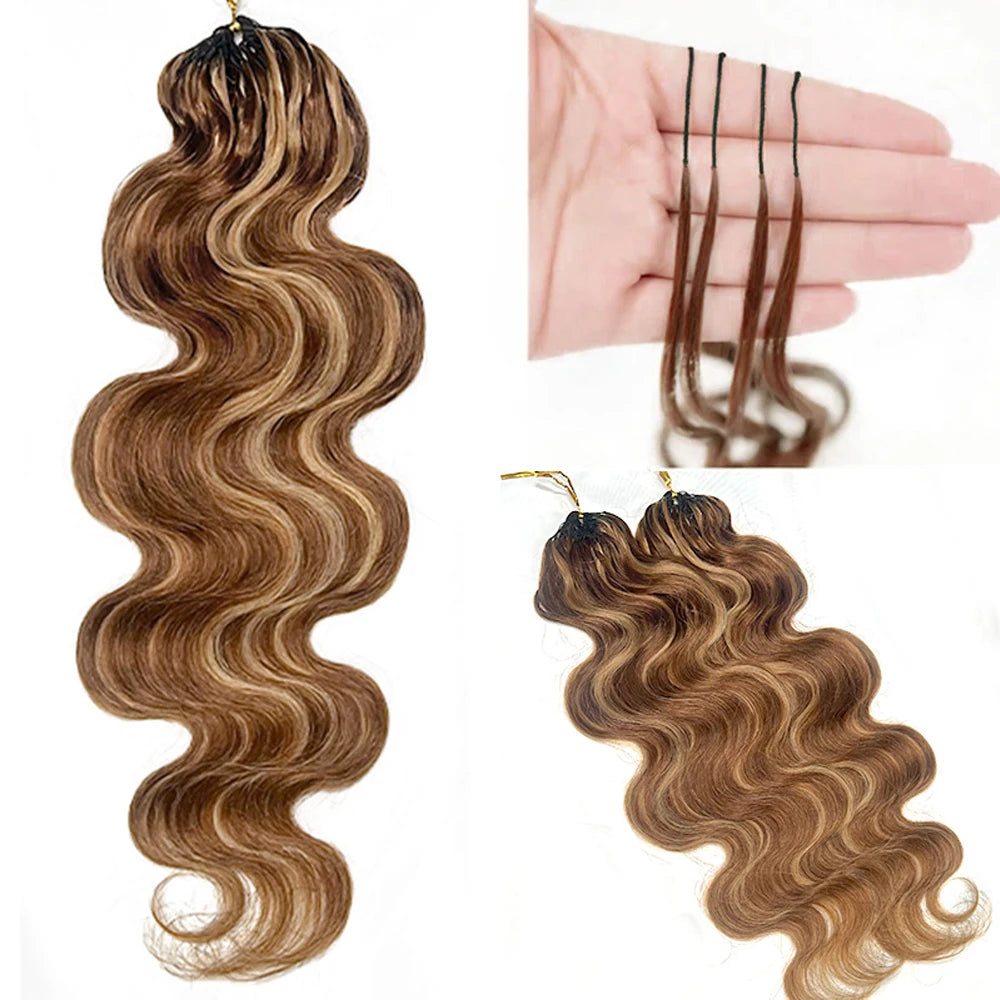 Highlight Body Wave Feathered Crochet Human Hair Extensions