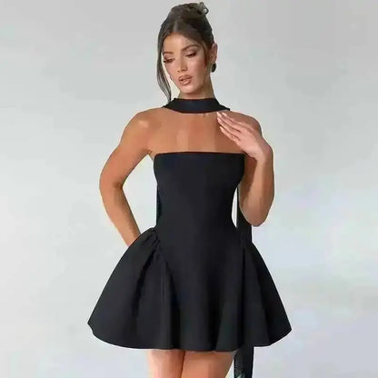 Avrilyaan Off Shoulder Backless A-line Mini Dress