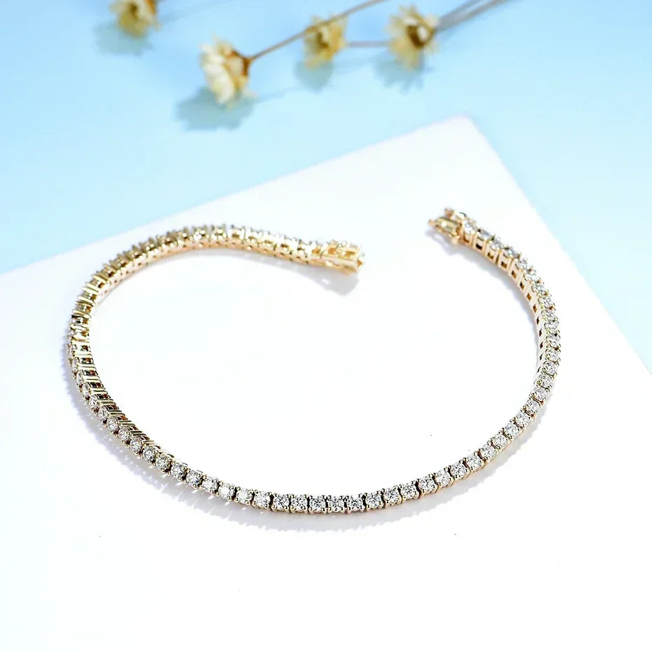 Moissanite Tennis Bracelet for Women in 14K Gold