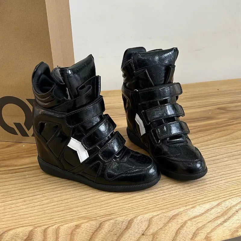 Women's Genuine Leather Ankle Boots with Hidden Heel