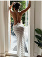 Mesh See Through Halter Maxi Dress for Women