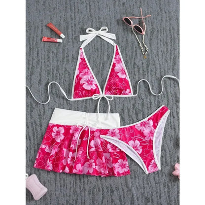 Elegant Floral High-Waist Bikini Set for Women