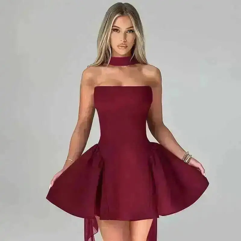 Avrilyaan Off Shoulder Backless A-line Mini Dress