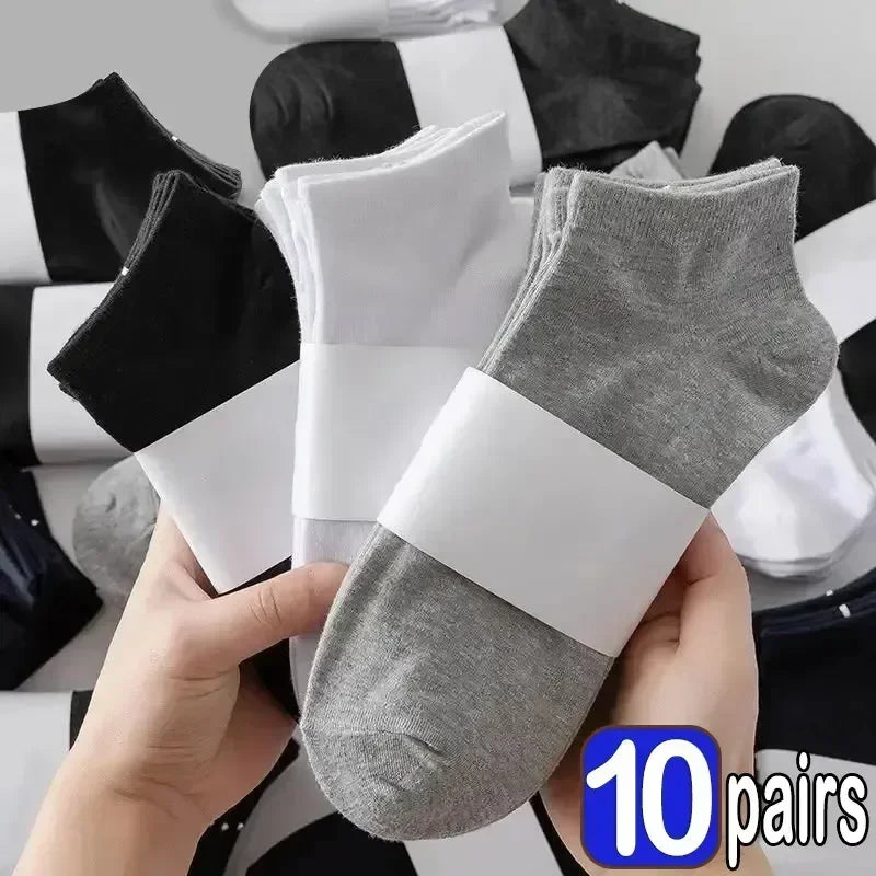 Unisex Ankle Socks Cotton Breathable Sports Black White Gray