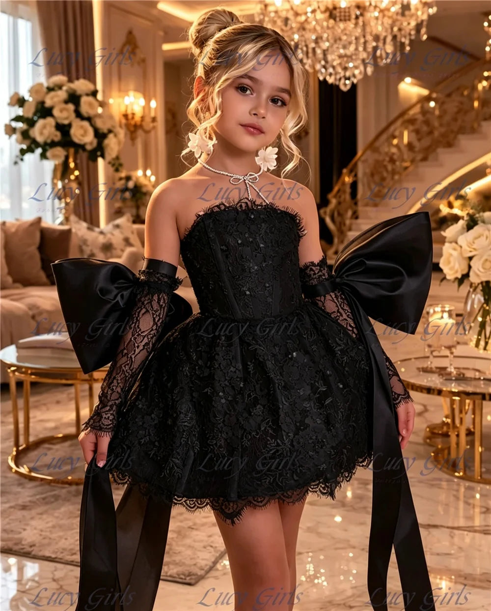 Flower Girl Dress Lace and Satin for Weddings and Birthdays