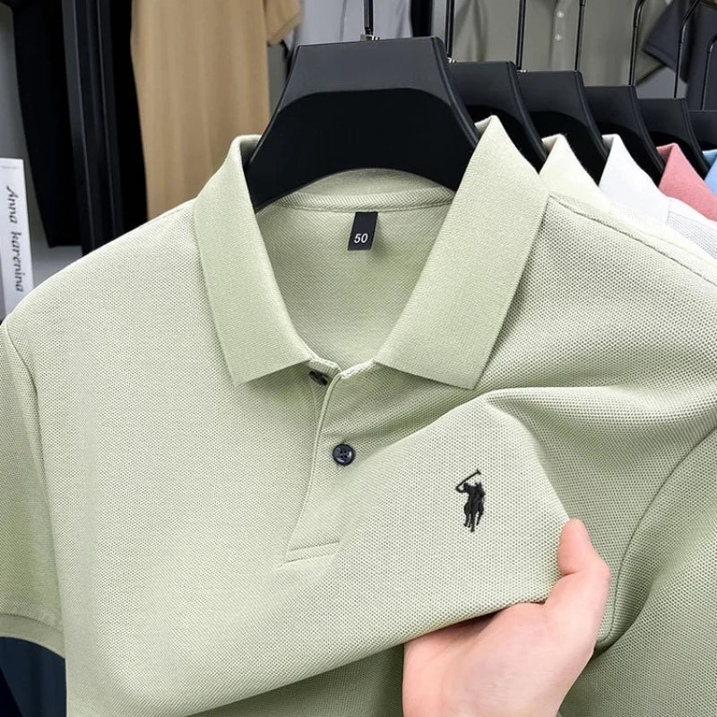 Men's Short Sleeve Polo Shirt Cotton Embroidery Casual