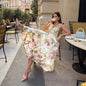 Elegant Printed A-Line Women's Dress in Polyester