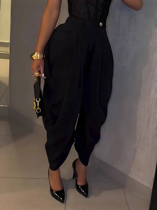 Women High Waist Loose Jogger Pants Casual Trousers