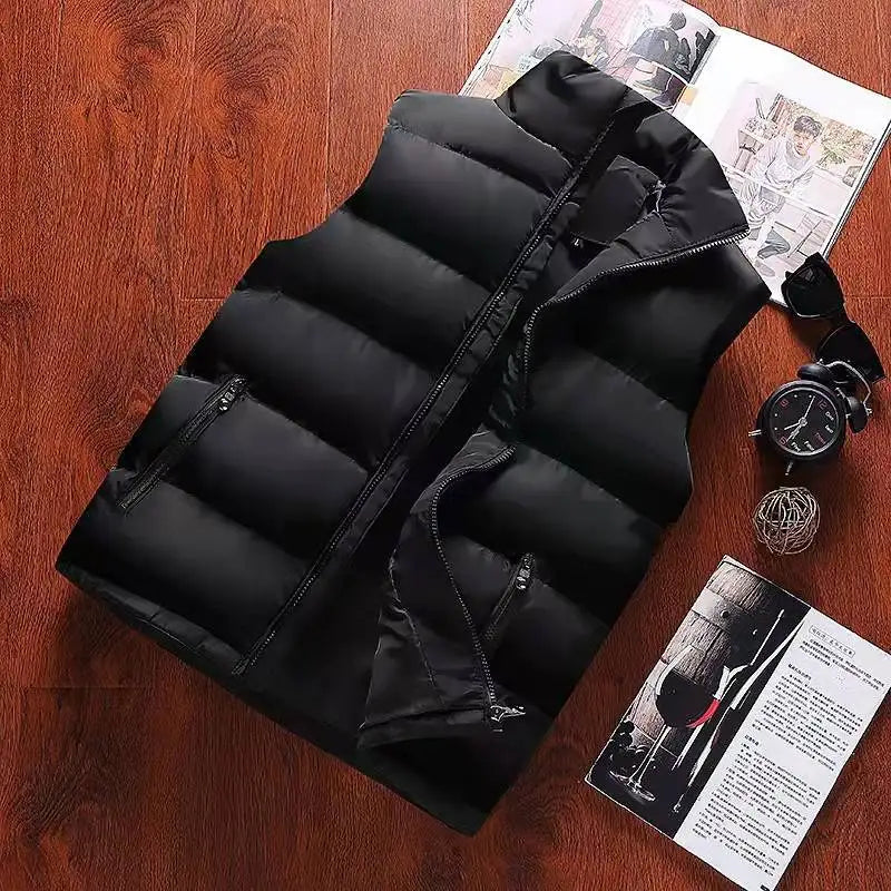 Men's Warm Sleeveless Vest Jacket with Zipper