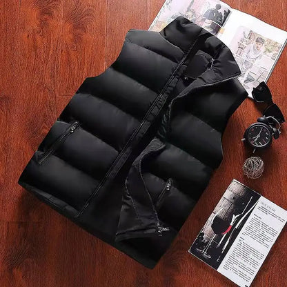 Men's Warm Sleeveless Vest Jacket with Zipper