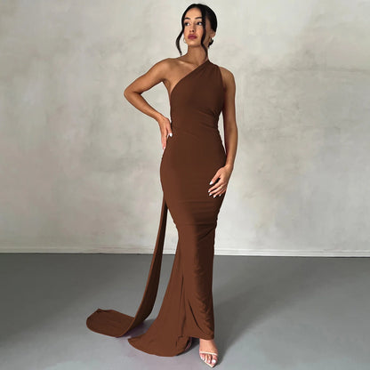Hugcitar One Shoulder Backless Maxi Dress Women