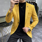 Men's Deerskin Fleece Blazer Single Button Suit Coat