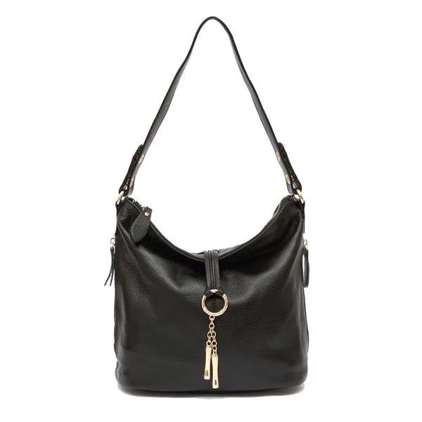 Zency Red Genuine Leather Hobo Shoulder Bag
