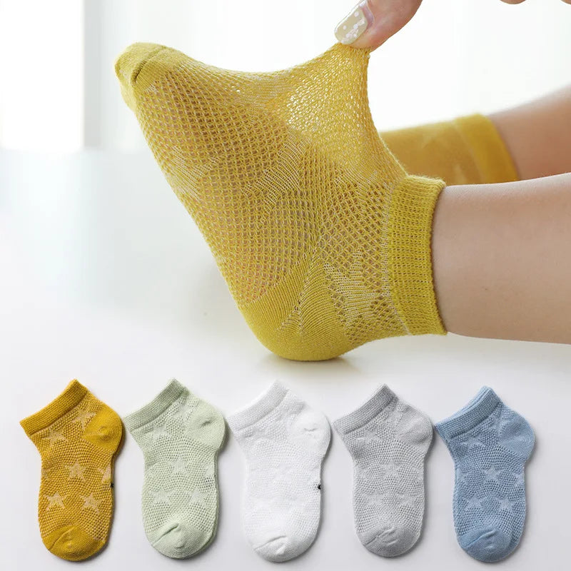 Children's Summer Fishnet Cotton Socks Set
