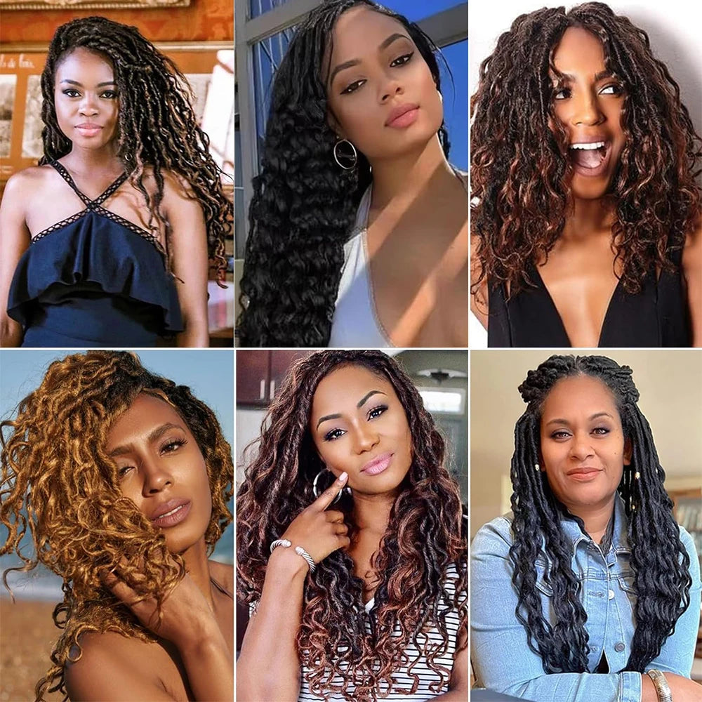 Deep Faux Locs Crochet Hair Curly Ends Synthetic