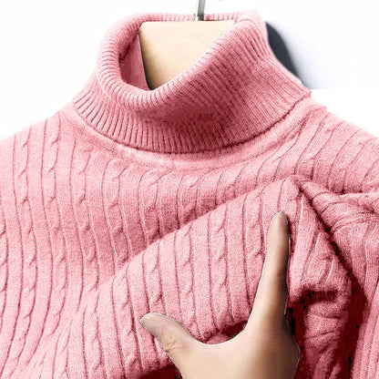Men's Ribbed Turtleneck Sweater Casual Long Sleeve