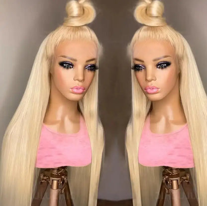613 Blonde Bone Straight Human Hair Wig Long Lengths