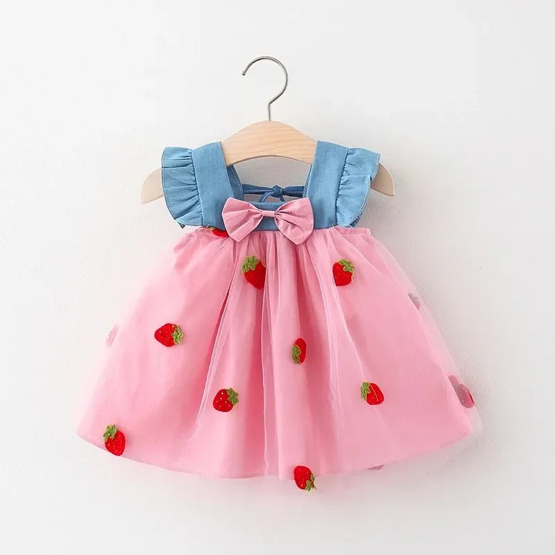 Baby Girl Summer Cherry Mesh Dress