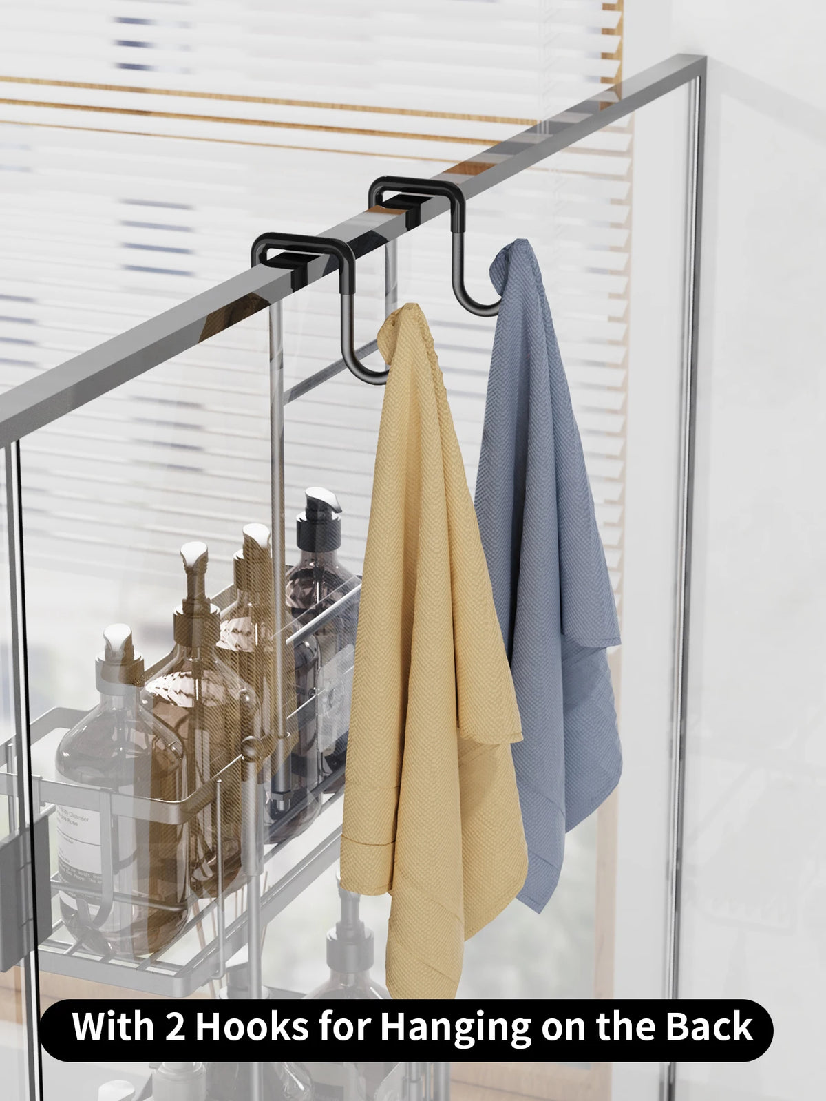 3-Tier Hanging Shower Caddy Black Silver Metal