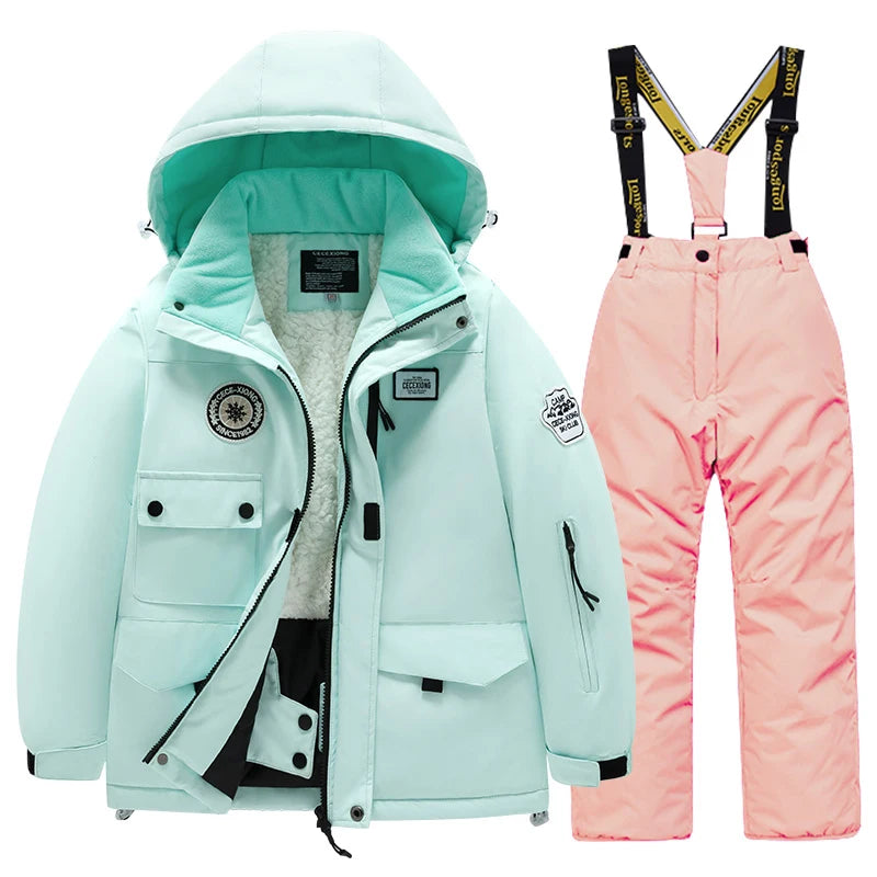 Winter Skiing Suit for Boys and Girls, Waterproof Polyester