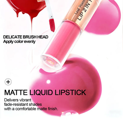 Waterproof Matte Black Lipstick and Lipgloss Duo